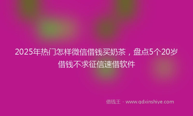 2025年热门怎样微信借钱买奶茶，盘点5个20岁借钱不求征信速借软件
