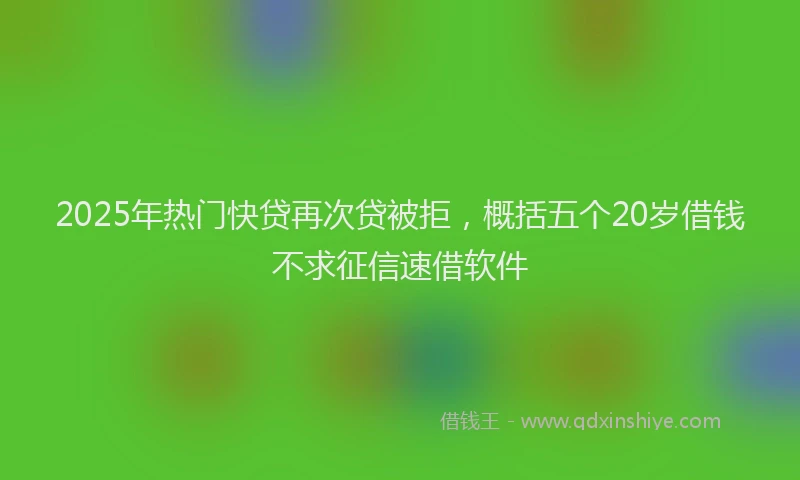 2025年热门快贷再次贷被拒，概括五个20岁借钱不求征信速借软件