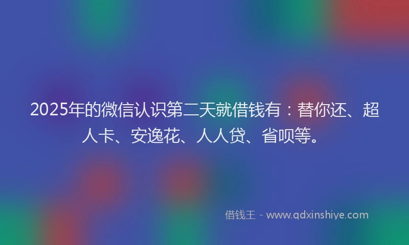2025年的微信认识第二天就借钱有：替你还、超人卡、安逸花、人人贷、省呗等。