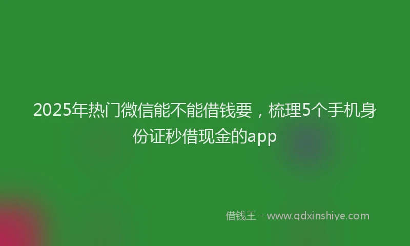 2025年热门微信能不能借钱要，梳理5个手机身份证秒借现金的app