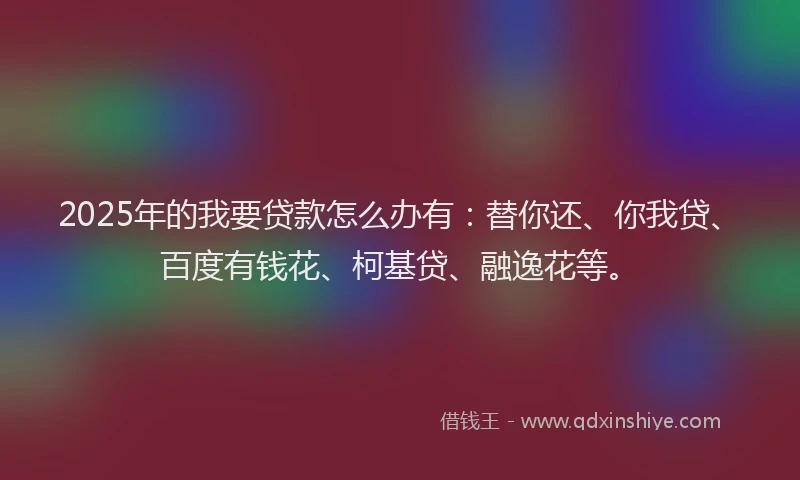 2025年的我要贷款怎么办有：替你还、你我贷、百度有钱花、柯基贷、融逸花等。