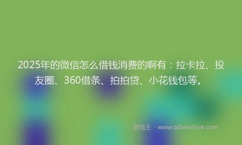 2025年的微信怎么借钱消费的啊有：拉卡拉、投友圈、360借条、拍拍贷、小花钱包等。