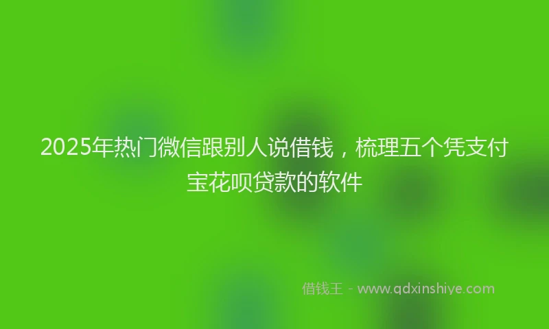 2025年热门微信跟别人说借钱，梳理五个凭支付宝花呗贷款的软件