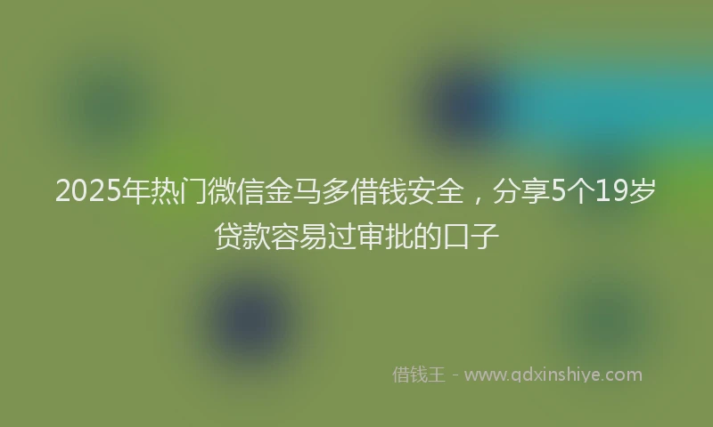 2025年热门微信金马多借钱安全，分享5个19岁贷款容易过审批的口子