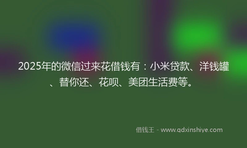 2025年的微信过来花借钱有：小米贷款、洋钱罐、替你还、花呗、美团生活费等。