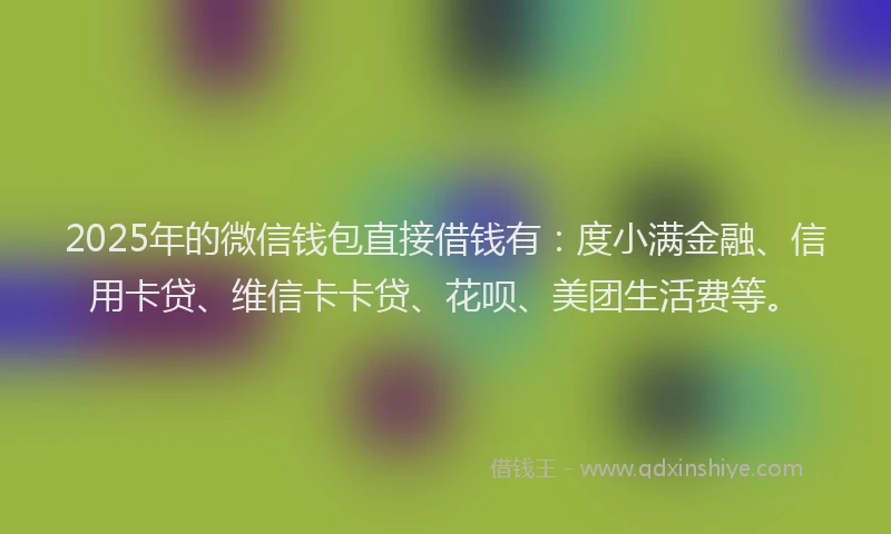 2025年的微信钱包直接借钱有：度小满金融、信用卡贷、维信卡卡贷、花呗、美团生活费等。