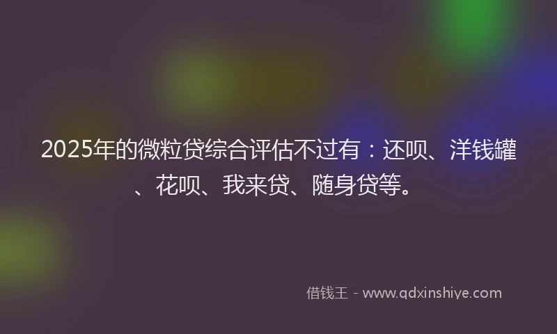 2025年的微粒贷综合评估不过有：还呗、洋钱罐、花呗、我来贷、随身贷等。