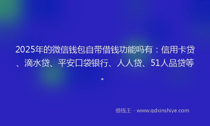 2025年的微信钱包自带借钱功能吗有：信用卡贷、滴水贷、平安口袋银行、人人贷、51人品贷等。