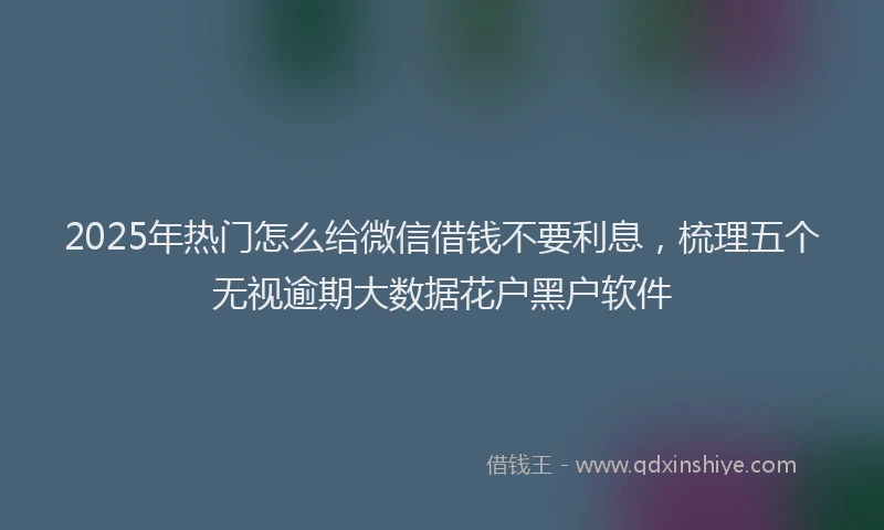 2025年热门怎么给微信借钱不要利息，梳理五个无视逾期大数据花户黑户软件