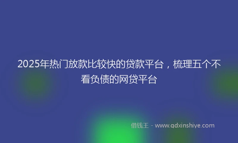 2025年热门放款比较快的贷款平台，梳理五个不看负债的网贷平台