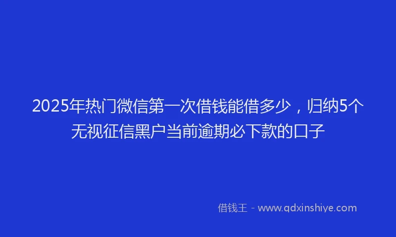2025年热门微信第一次借钱能借多少，归纳5个无视征信黑户当前逾期必下款的口子