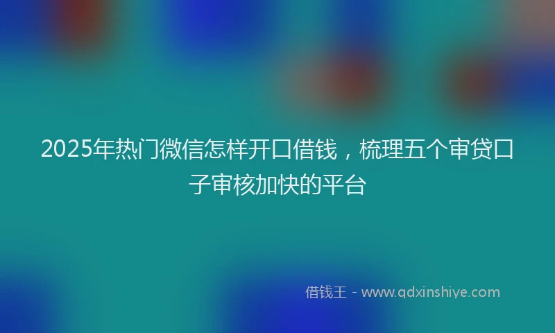 2025年热门微信怎样开口借钱，梳理五个审贷口子审核加快的平台