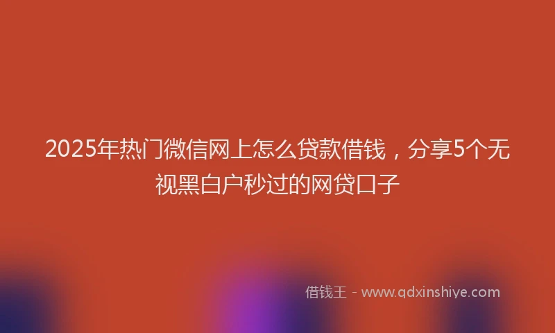 2025年热门微信网上怎么贷款借钱，分享5个无视黑白户秒过的网贷口子