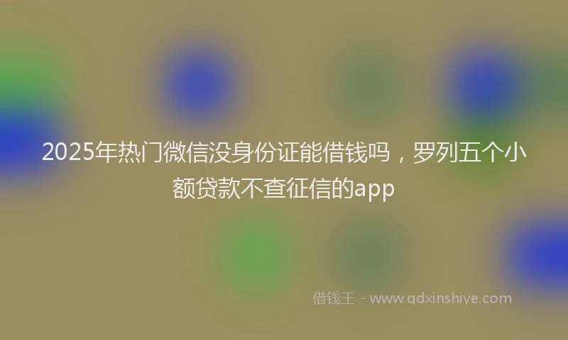 2025年热门微信没身份证能借钱吗，罗列五个小额贷款不查征信的app