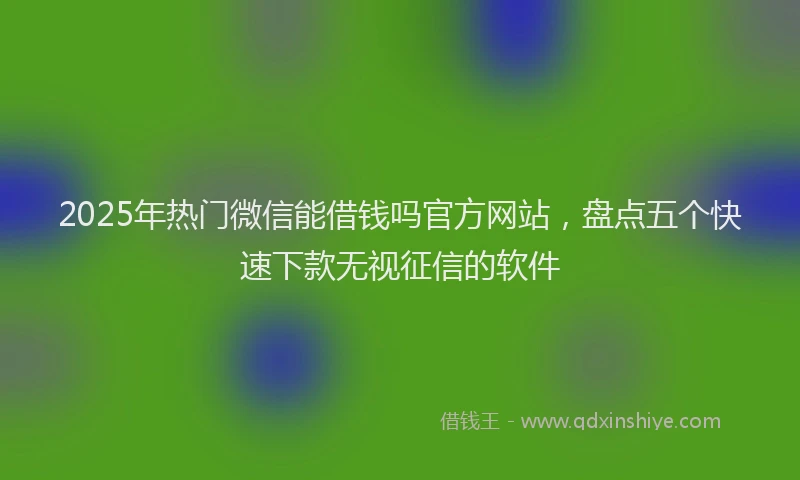 2025年热门微信能借钱吗官方网站，盘点五个快速下款无视征信的软件