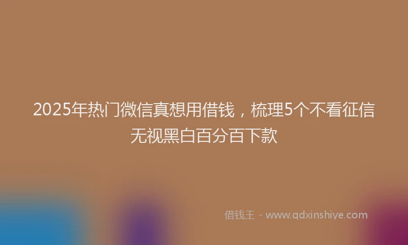 2025年热门微信真想用借钱，梳理5个不看征信无视黑白百分百下款