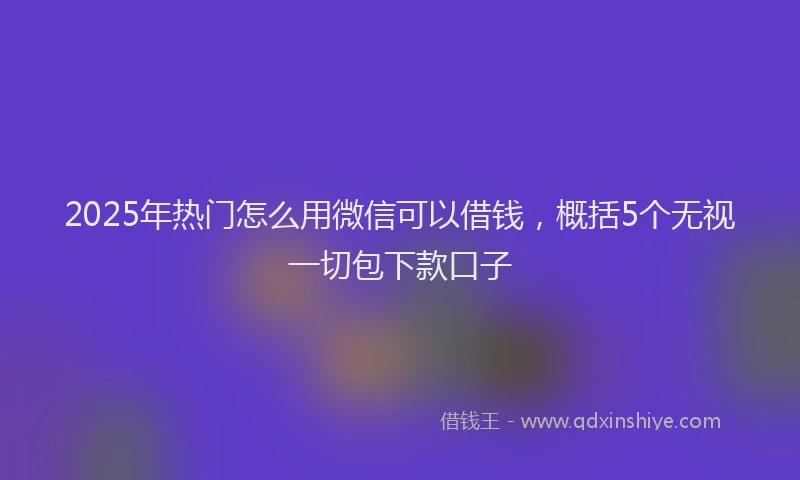 2025年热门怎么用微信可以借钱，概括5个无视一切包下款口子