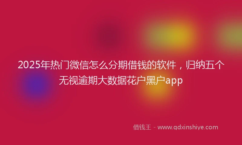 2025年热门微信怎么分期借钱的软件，归纳五个无视逾期大数据花户黑户app