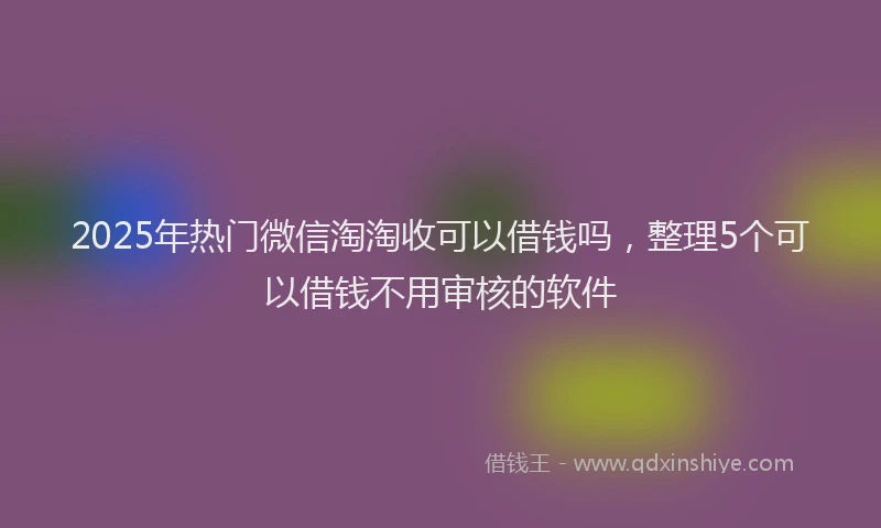2025年热门微信淘淘收可以借钱吗，整理5个可以借钱不用审核的软件