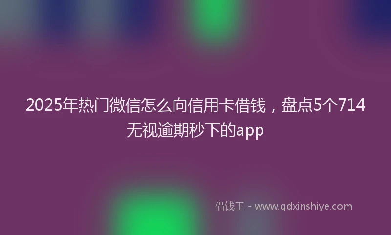 2025年热门微信怎么向信用卡借钱，盘点5个714无视逾期秒下的app