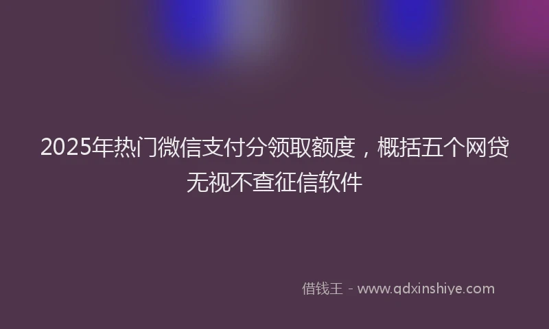 2025年热门微信支付分领取额度，概括五个网贷无视不查征信软件