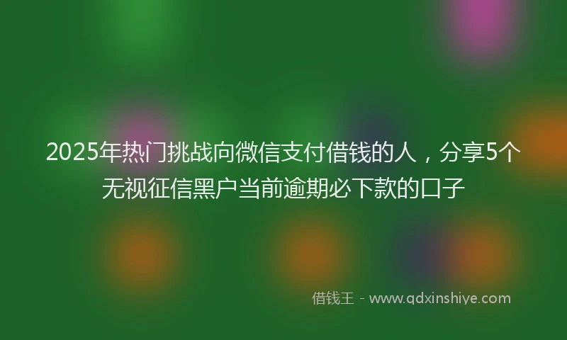 2025年热门挑战向微信支付借钱的人，分享5个无视征信黑户当前逾期必下款的口子