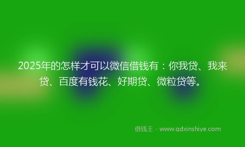 2025年的怎样才可以微信借钱有：你我贷、我来贷、百度有钱花、好期贷、微粒贷等。