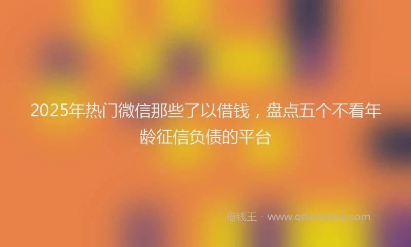 2025年热门微信那些了以借钱，盘点五个不看年龄征信负债的平台