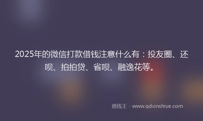 2025年的微信打款借钱注意什么有：投友圈、还呗、拍拍贷、省呗、融逸花等。
