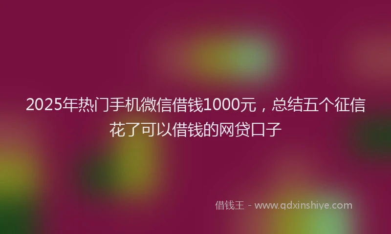 2025年热门手机微信借钱1000元，总结五个征信花了可以借钱的网贷口子