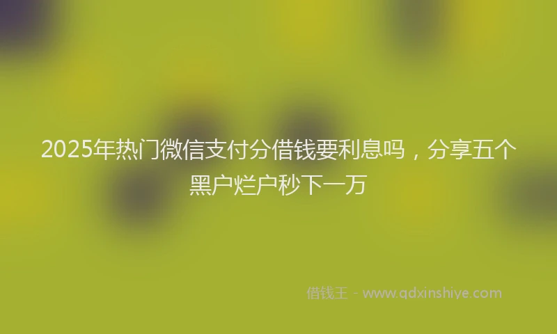 2025年热门微信支付分借钱要利息吗，分享五个黑户烂户秒下一万
