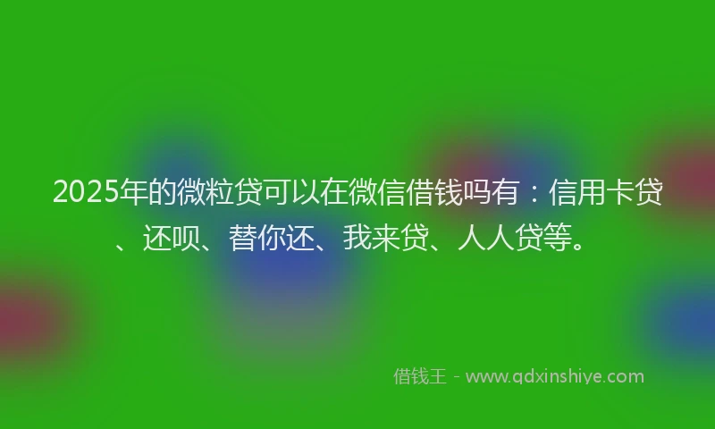 2025年的微粒贷可以在微信借钱吗有：信用卡贷、还呗、替你还、我来贷、人人贷等。