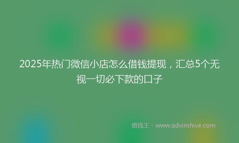 2025年热门微信小店怎么借钱提现，汇总5个无视一切必下款的口子