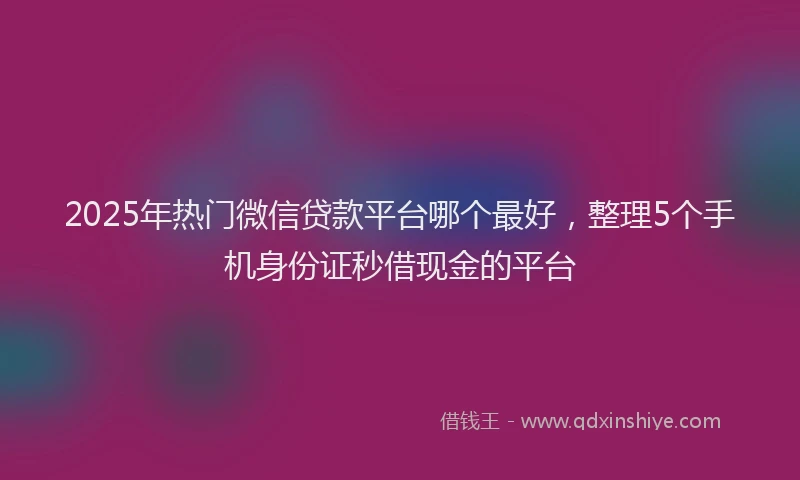 2025年热门微信贷款平台哪个最好，整理5个手机身份证秒借现金的平台
