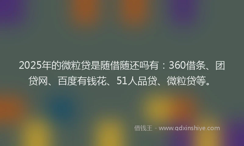 2025年的微粒贷是随借随还吗有：360借条、团贷网、百度有钱花、51人品贷、微粒贷等。