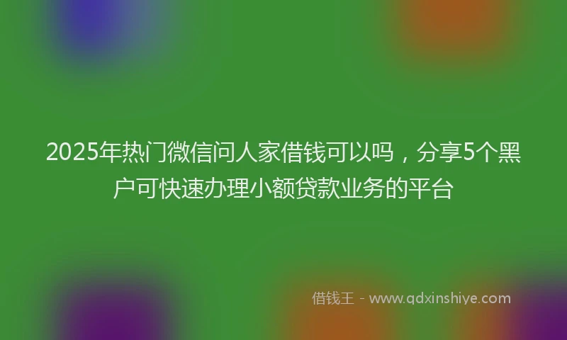 2025年热门微信问人家借钱可以吗，分享5个黑户可快速办理小额贷款业务的平台