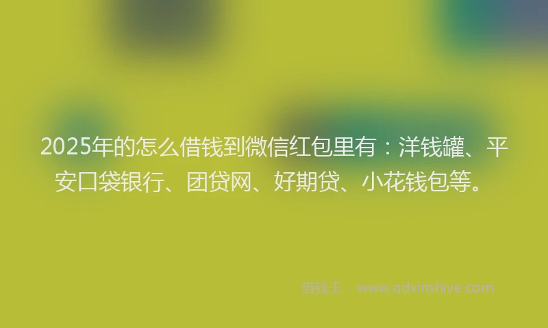 2025年的怎么借钱到微信红包里有：洋钱罐、平安口袋银行、团贷网、好期贷、小花钱包等。