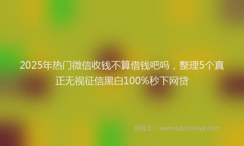 2025年热门微信收钱不算借钱吧吗，整理5个真正无视征信黑白100%秒下网贷