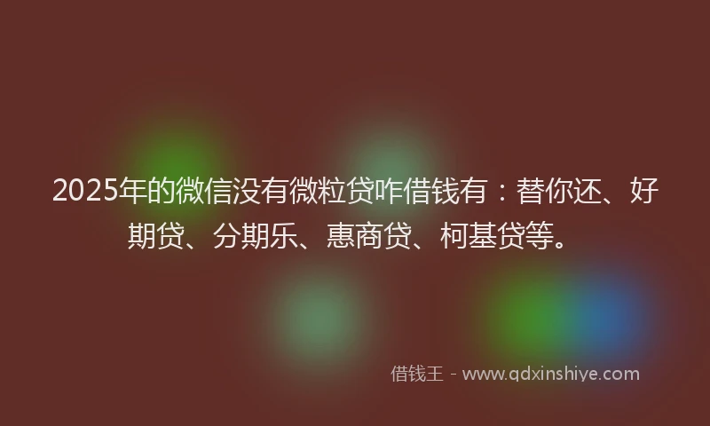 2025年的微信没有微粒贷咋借钱有：替你还、好期贷、分期乐、惠商贷、柯基贷等。
