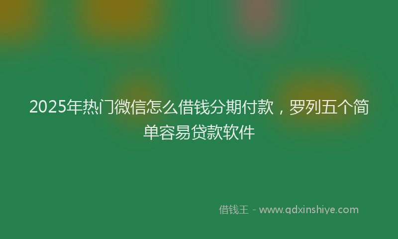 2025年热门微信怎么借钱分期付款，罗列五个简单容易贷款软件