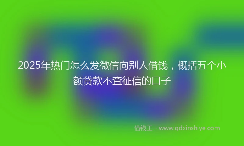 2025年热门怎么发微信向别人借钱，概括五个小额贷款不查征信的口子