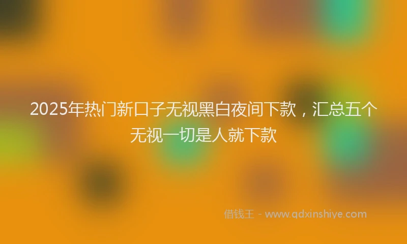 2025年热门新口子无视黑白夜间下款，汇总五个无视一切是人就下款