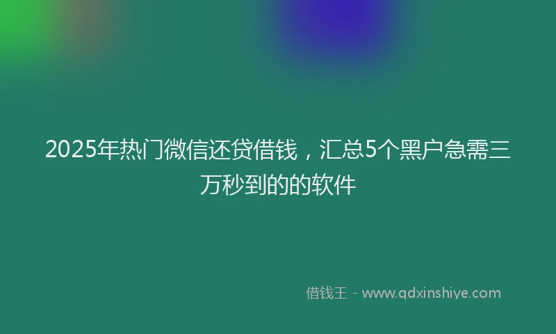 2025年热门微信还贷借钱，汇总5个黑户急需三万秒到的的软件