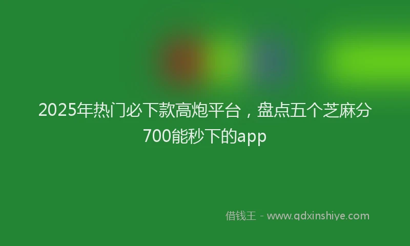 2025年热门必下款高炮平台，盘点五个芝麻分700能秒下的app