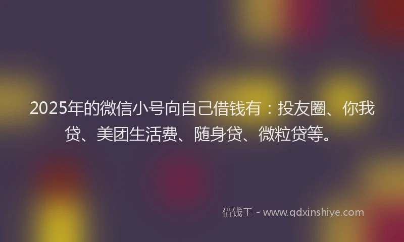 2025年的微信小号向自己借钱有：投友圈、你我贷、美团生活费、随身贷、微粒贷等。