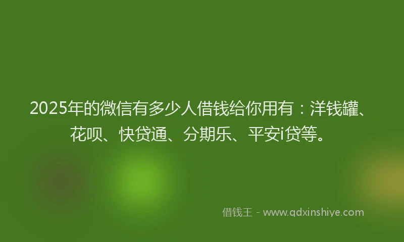 2025年的微信有多少人借钱给你用有：洋钱罐、花呗、快贷通、分期乐、平安i贷等。