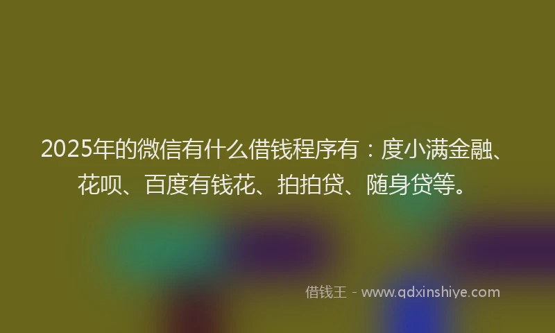 2025年的微信有什么借钱程序有：度小满金融、花呗、百度有钱花、拍拍贷、随身贷等。