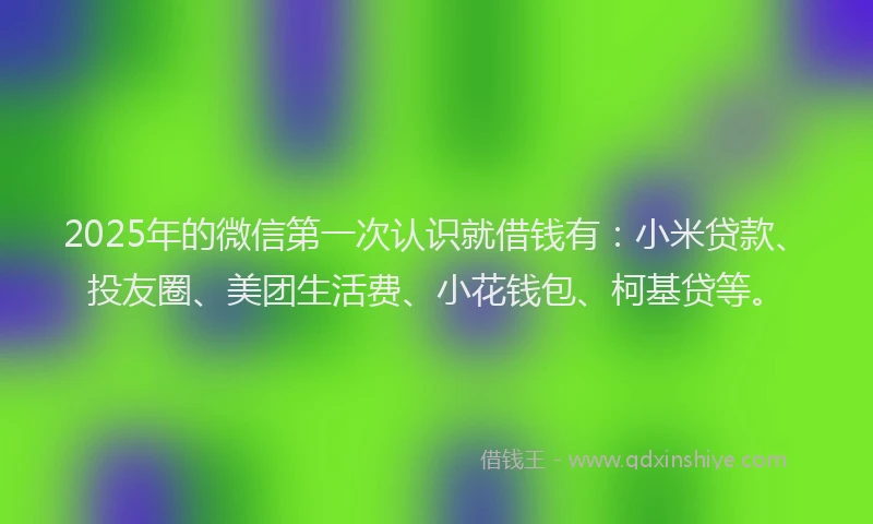 2025年的微信第一次认识就借钱有：小米贷款、投友圈、美团生活费、小花钱包、柯基贷等。