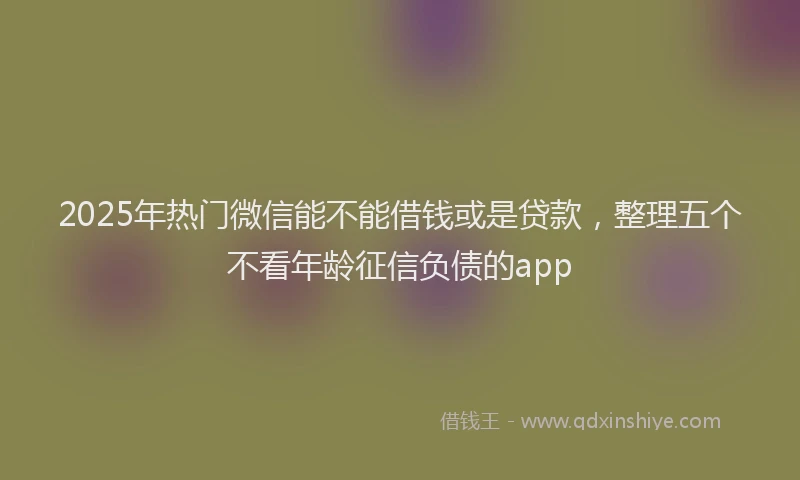 2025年热门微信能不能借钱或是贷款，整理五个不看年龄征信负债的app