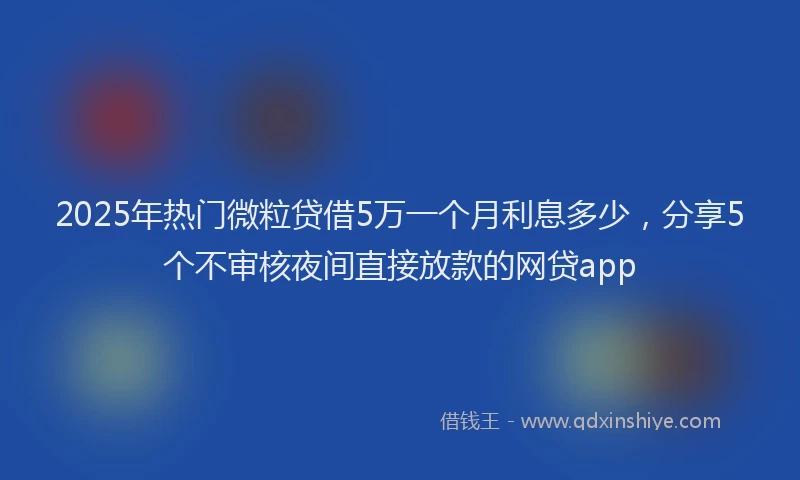 2025年热门微粒贷借5万一个月利息多少，分享5个不审核夜间直接放款的网贷app